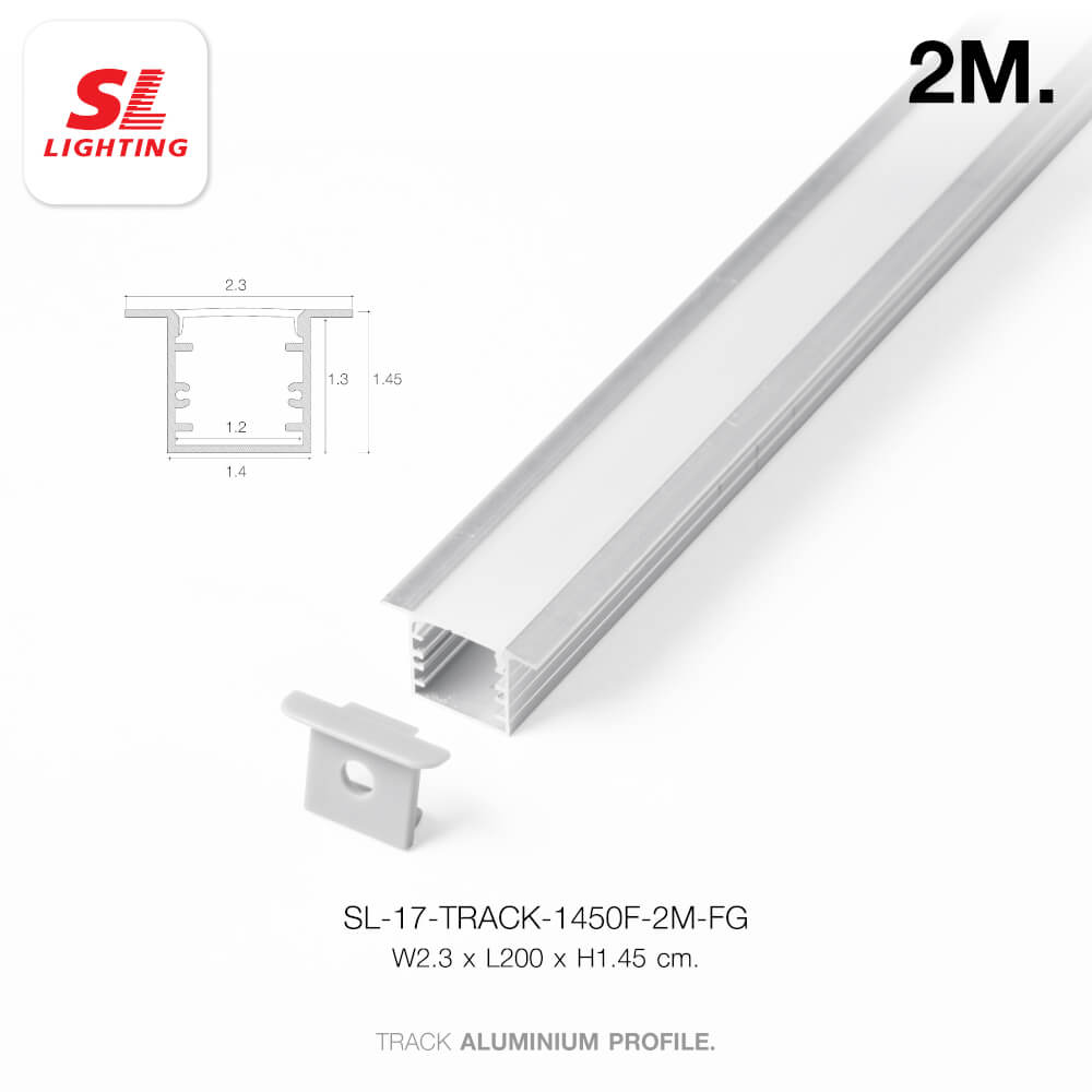 รางไฟเส้นอะลูมิเนียม SL LIGHTING 1450F 2 เมตร สีเทา (แบบฝัง)