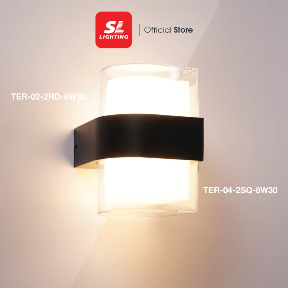 ไฟผนังภายนอก LED SL LIGHTING TER-04-2SQ 8 วัตต์ WARM WHITE สีดำ
