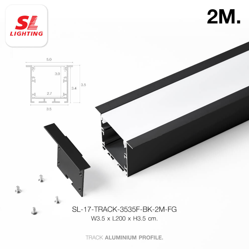รางไฟเส้นอะลูมิเนียม SL LIGHTING 3535F 2 เมตร สีดำ (แบบฝัง)_3