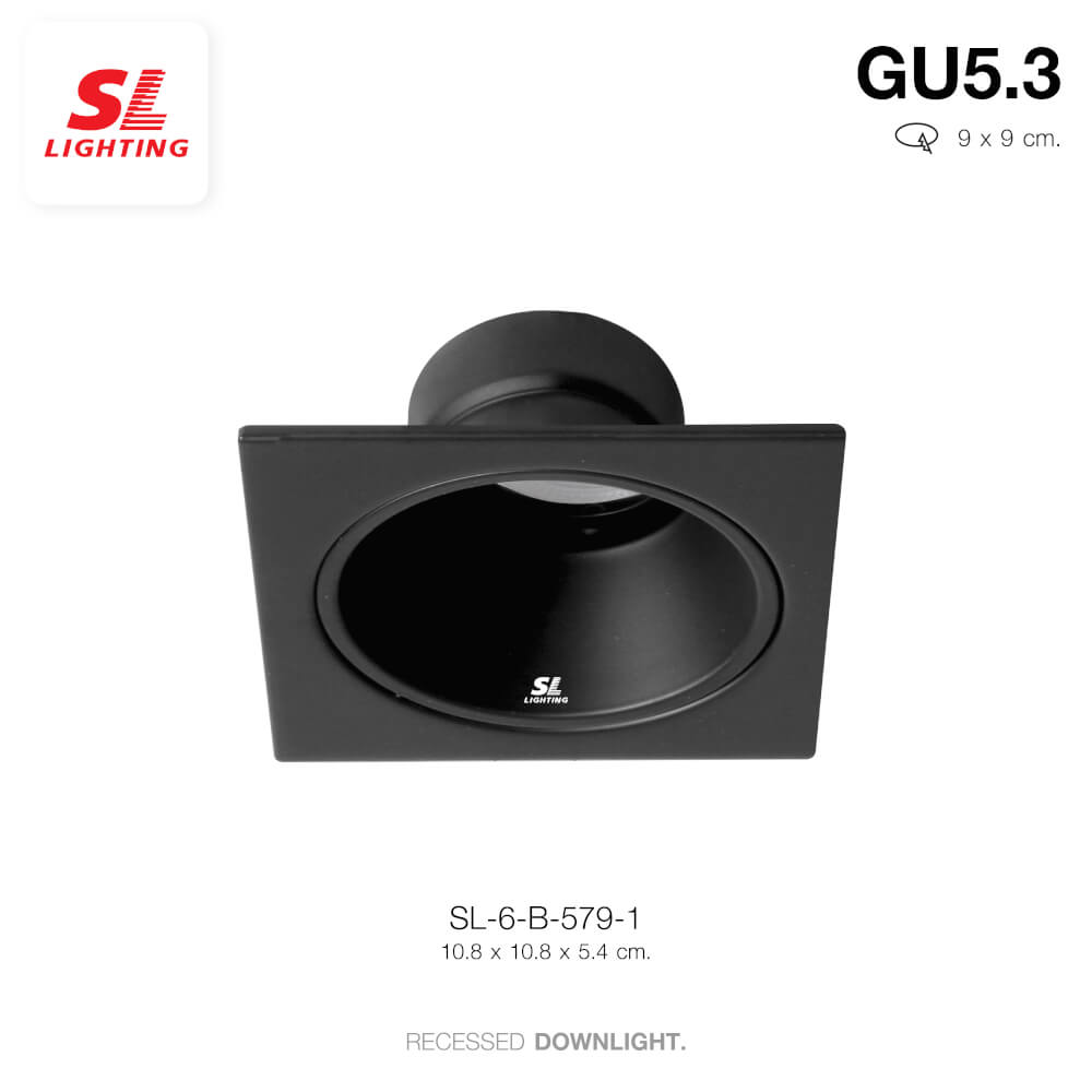 ดาวน์ไลท์ SL LIGHTING 579-1 ทรงสี่เหลี่ยม สีดำ