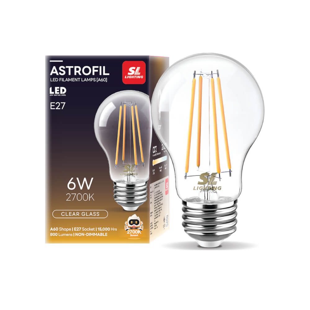 หลอด LED ฟิลาเมนต์ SL LIGHTING CLEAR GLASS A60 6 วัตต์ WARMWHITE E27_3