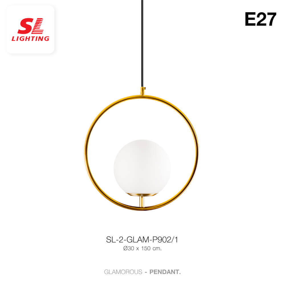 ไฟช่อ สไตล์ GLAMOROUS SL LIGHTING รุ่น GLAM-P902/1 E27 สีขาว/ทอง 1 หัว