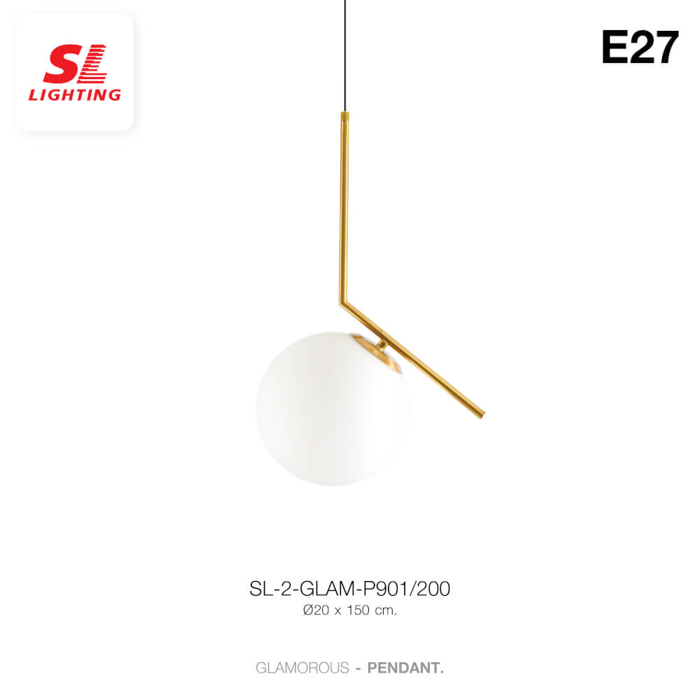ไฟช่อ สไตล์ GLAMOROUS SL LIGHTING รุ่น GLAM-P901/200 E27 สีขาว/ทอง 1 หัว