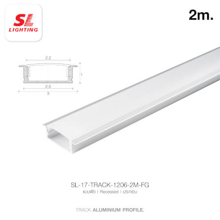 รางไฟเส้นอะลูมิเนียม SL LIGHTING 1206 2 เมตร สีเทา (แบบฝัง)_1