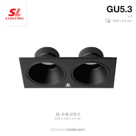 ดาวน์ไลท์ SL LIGHTING 579-2 ทรงสี่เหลี่ยม สีดำ_3