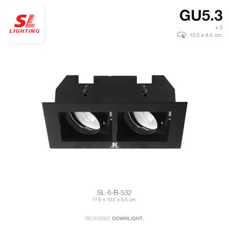 ดาวน์ไลท์ SL LIGHTING 532 ทรงสี่เหลี่ยม สีดำ_3