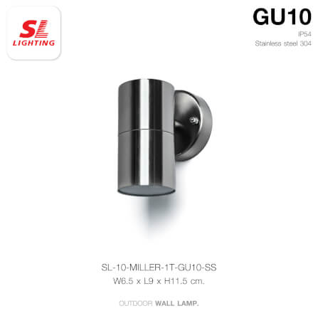 ไฟผนังภายนอก SL LIGHTING MILLER GU10 ทรงกระบอก สีเงิน แบบ 1 ทาง_4
