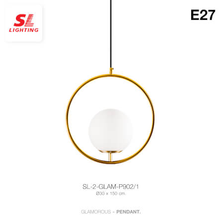 ไฟช่อ สไตล์ GLAMOROUS SL LIGHTING รุ่น GLAM-P902/1 E27 สีขาว/ทอง 1 หัว_4