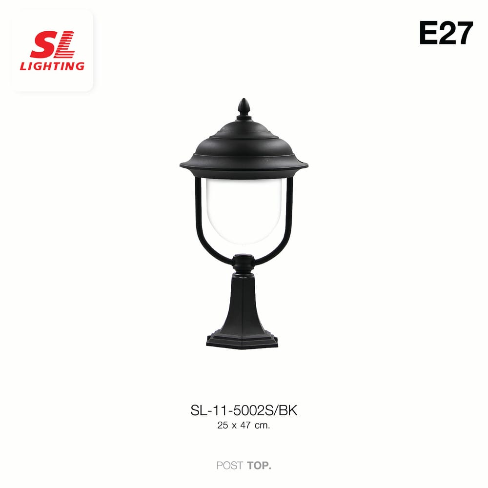 ไฟหัวเสา SL LIGHTING 5002S E27 สีดำ