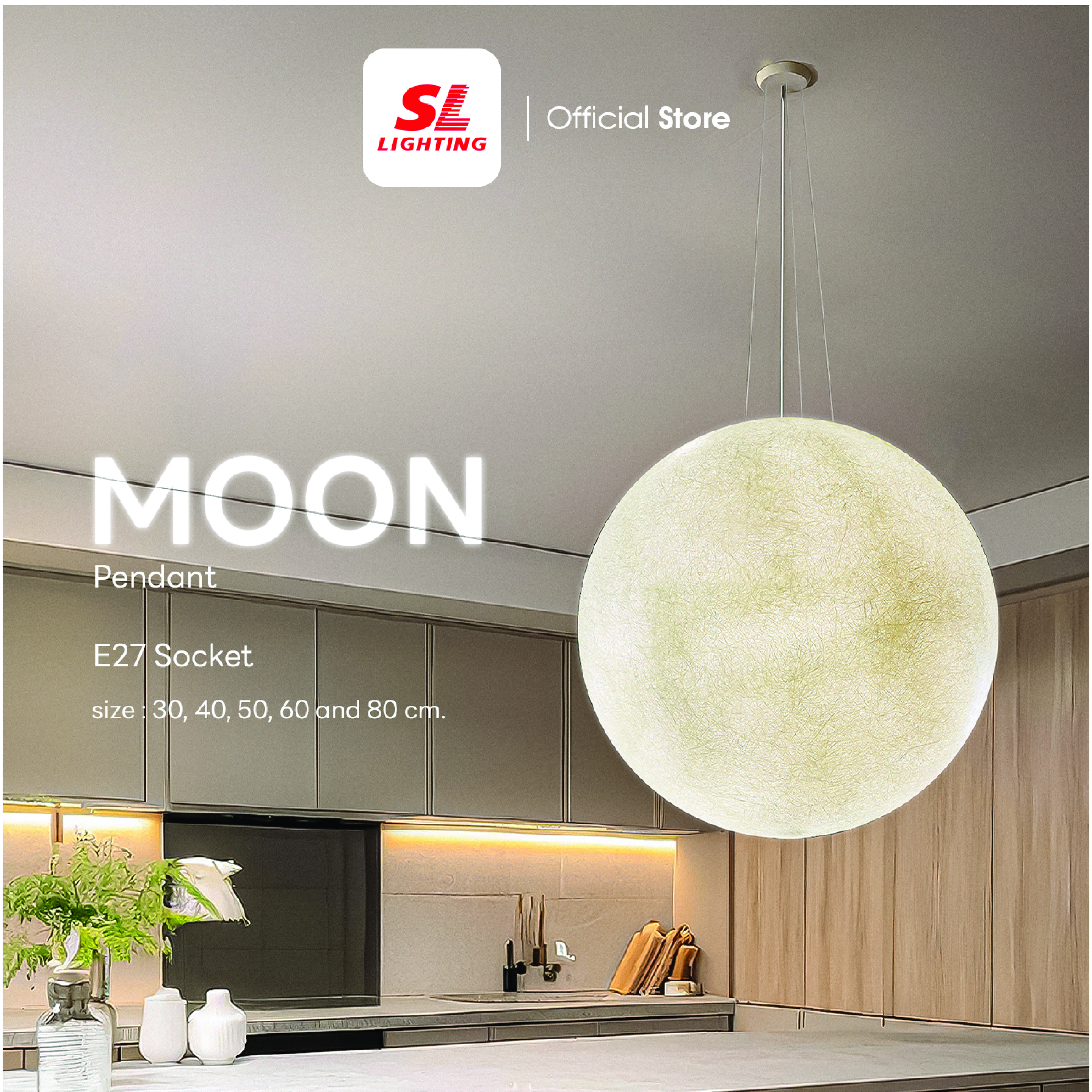 ไฟช่อ SL LIGHTING รุ่น MOON ขนาด 40 ซม. E27 สีขาว 1 หัว_5