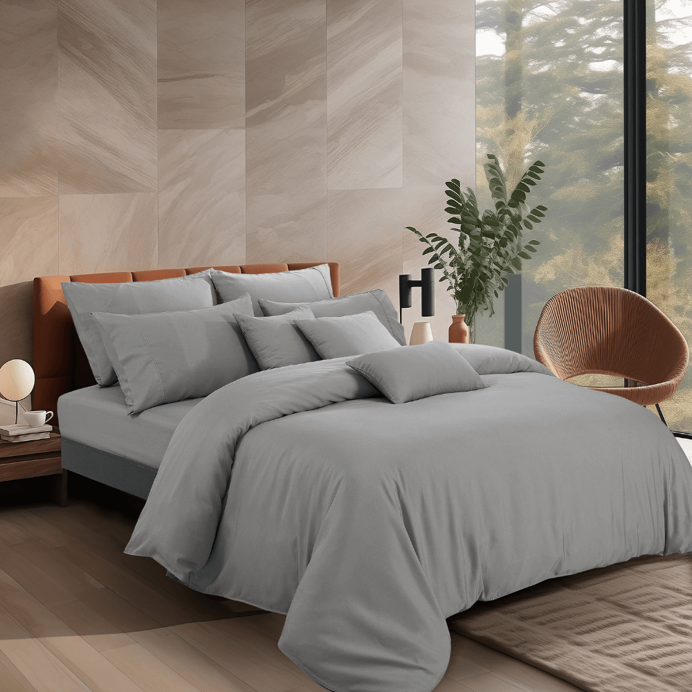 ชุดผ้าปูที่นอน 6 ฟุต 5 ชิ้น AKEMI รุ่น COLOUR RADIANT 9557108579316 สี SCALE GREY (ไม่รวมผ้านวม)_2