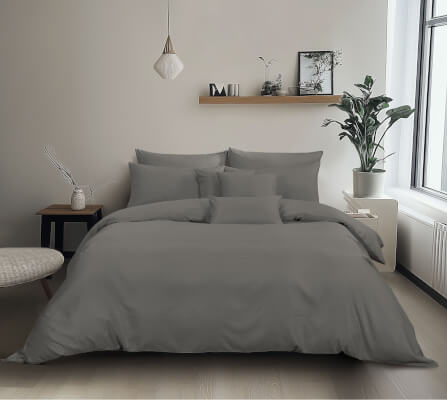 ชุดผ้าปูที่นอน 6 ฟุต 5 ชิ้น Ai by Akemi รุ่น ColourDream 9557108683747 สี Norax Flam Grey (ไม่รวมผ้านวม)_1