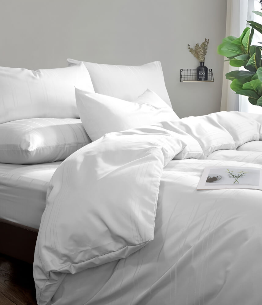 ชุดผ้าปูที่นอน 6 ฟุต 5 ชิ้น Ai by Akemi รุ่น ColourDream 9557108713512 สี Norax Anders Lucent White (ไม่รวมผ้านวม)