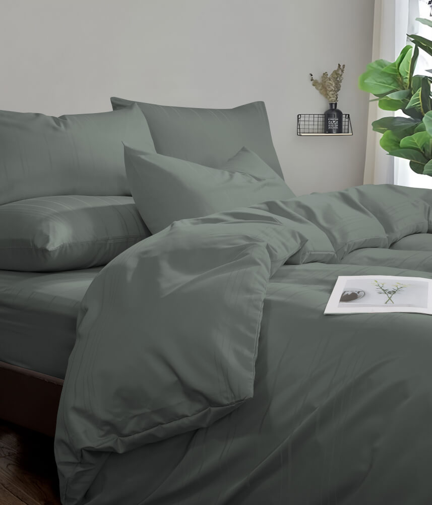 ชุดผ้าปูที่นอน 6 ฟุต 5 ชิ้น Ai by Akemi รุ่น ColourDream 9557108713635 สี Norax Anders Purtian Gray (ไม่รวมผ้านวม)