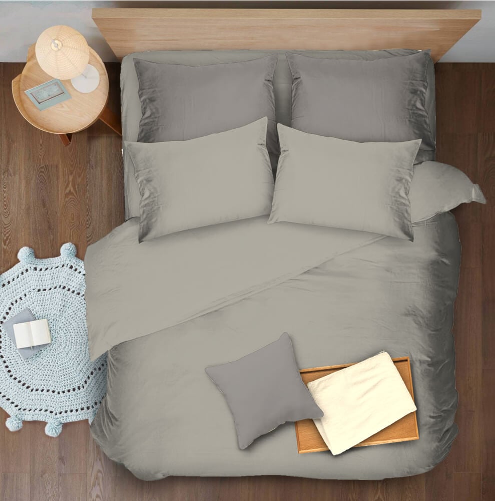 ชุดผ้าปูที่นอน 6 ฟุต 5 ชิ้น Ai by Akemi รุ่น ColourJoy 9557108685352 สี Koala Grey (ไม่รวมผ้านวม)
