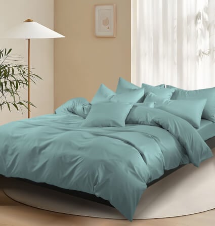 ชุดผ้าปูที่นอน 6 ฟุต 5 ชิ้น Ai by Akemi รุ่น ColourShine 9557108528307 สี Fluff Blue (ไม่รวมผ้านวม)_2