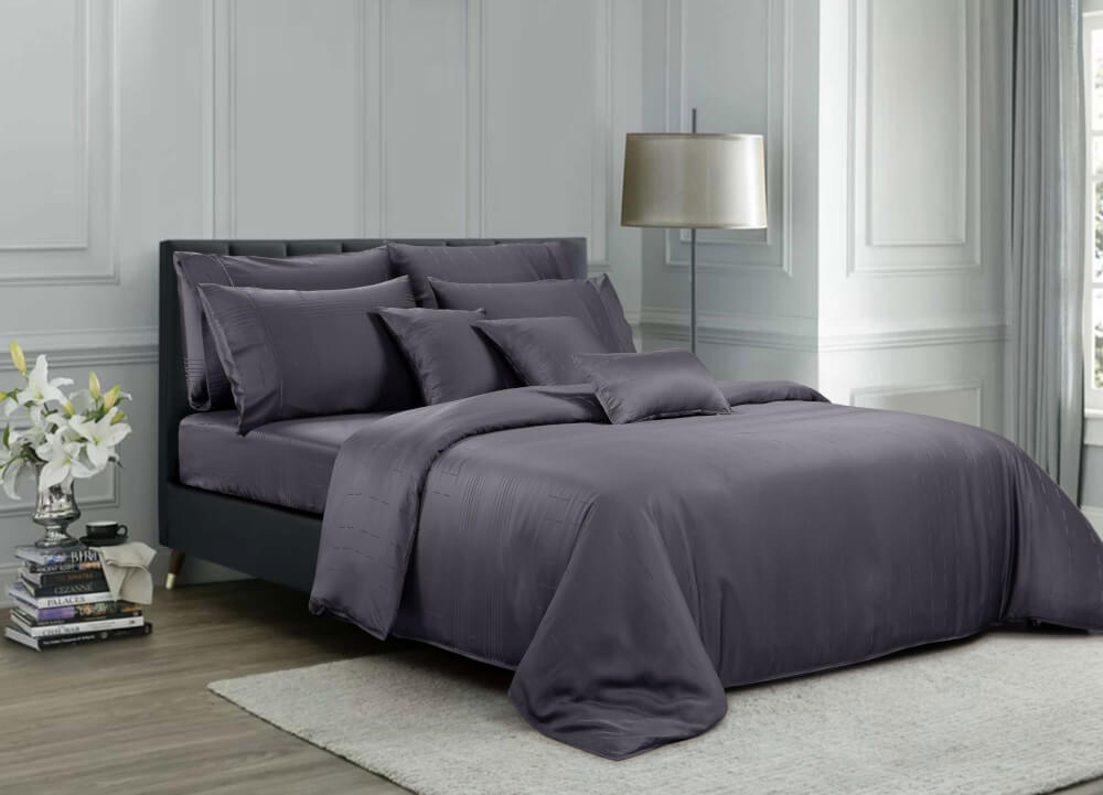 ชุดผ้าปูที่นอน 6 ฟุต 5 ชิ้น AKEMI  รุ่น EARNEST DOBBY 9557108155725 สี WALLY GREY (ไม่รวมผ้านวม)_2