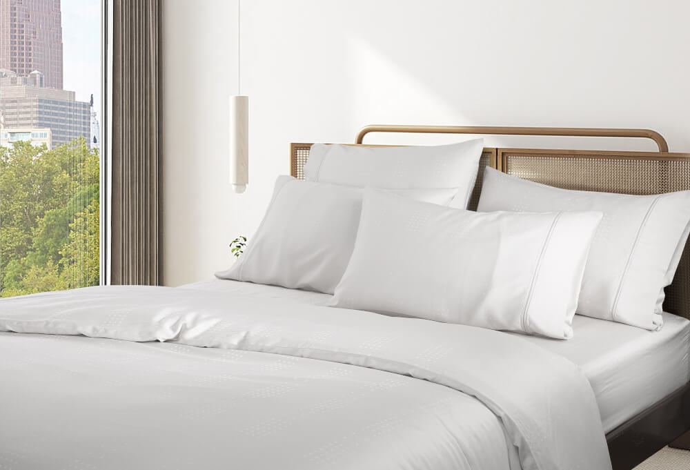 ชุดผ้าปูที่นอน 6 ฟุต 5 ชิ้น AKEMI รุ่น EARNEST DOBBY 9557108075009 สี Zendeya Off White (ไม่รวมผ้านวม)_1