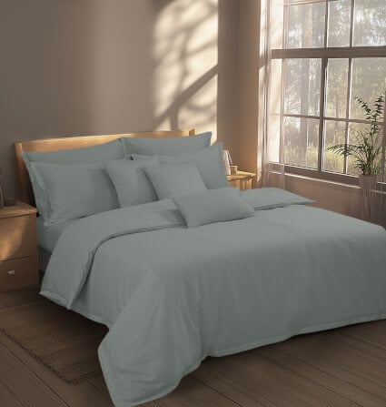 ชุดผ้าปูที่นอน 6 ฟุต 5 ชิ้น AKEMI รุ่น Gladice Solid 9557108652996 สี Bristol Blue (ไม่รวมผ้านวม)_2