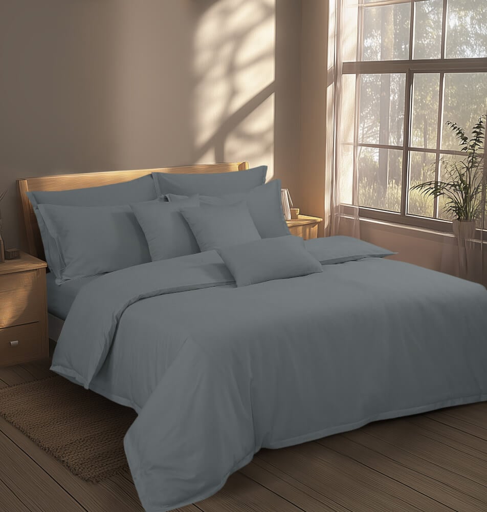 ปลอกผ้านวม คิงไซซ์ AKEMI รุ่น Gladice Solid 9557108653078 ขนาด 257 x 229 ซม. สี Conroy Grey