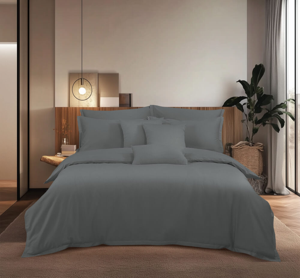 ปลอกผ้านวม คิงไซซ์ AKEMI รุ่น Gladice Solid 9557108653078 ขนาด 257 x 229 ซม. สี Conroy Grey