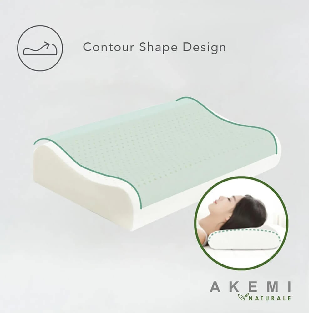 หมอนสุขภาพ ยางพารา AKEMI รุ่น NATURALE VENTILATED CONTOUR 9557108107687 ขนาด 60 X40 CM + 10/12 CM สีขาว