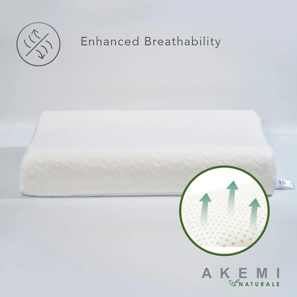 หมอนสุขภาพ ยางพารา AKEMI รุ่น NATURALE VENTILATED CONTOUR 9557108107687 ขนาด 60 X40 CM + 10/12 CM สีขาว