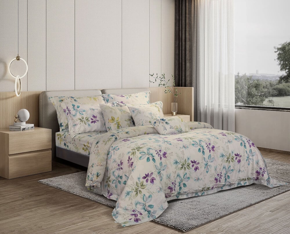 ชุดผ้าปูที่นอน 3.5 ฟุต 3 ชิ้น AKEMI รุ่น VIRTUOUS PRINTS 9557108650244 สี NATARIA (ไม่รวมผ้านวม)