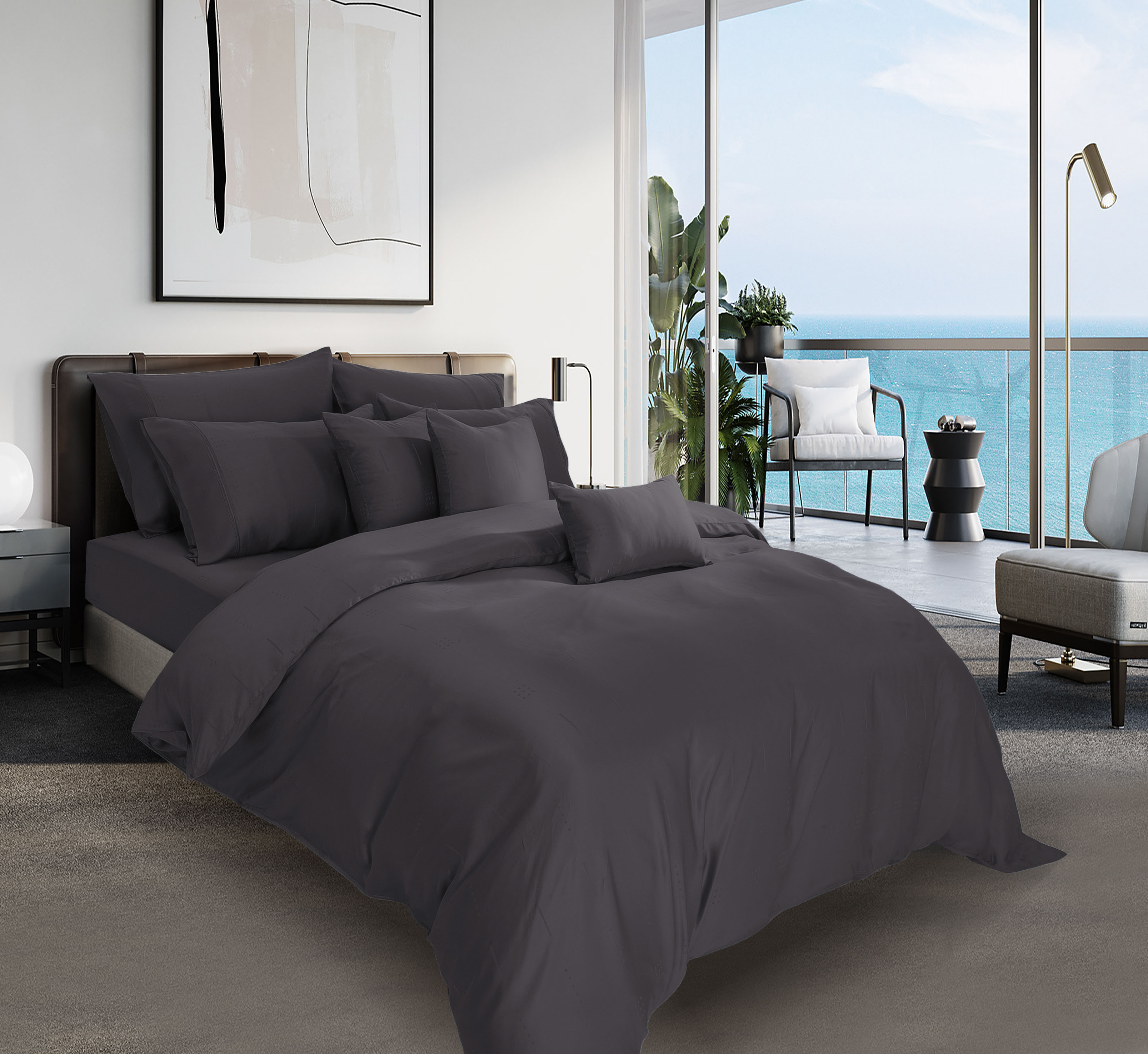 ชุดผ้าปูที่นอน 6 ฟุต 5 ชิ้น AKEMI รุ่น EARNEST DOBBY 9557108453111 สี BARKELY GREY (ไม่รวมผ้านวม)_6