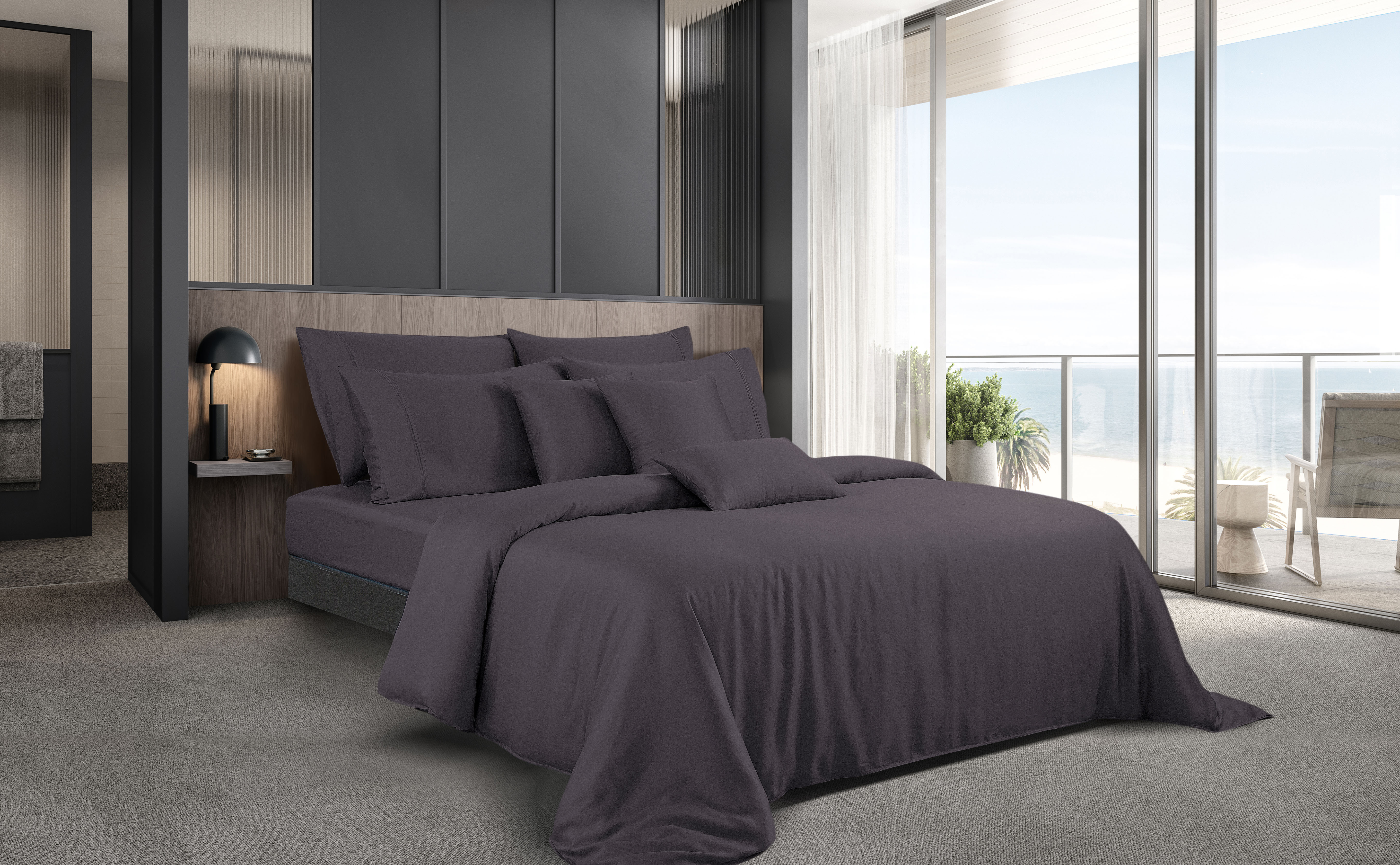 ชุดผ้าปูที่นอน 6 ฟุต 5 ชิ้น AKEMI รุ่น EARNEST DOBBY 9557108543300 สี Stellar Grey (ไม่รวมผ้านวม)_6