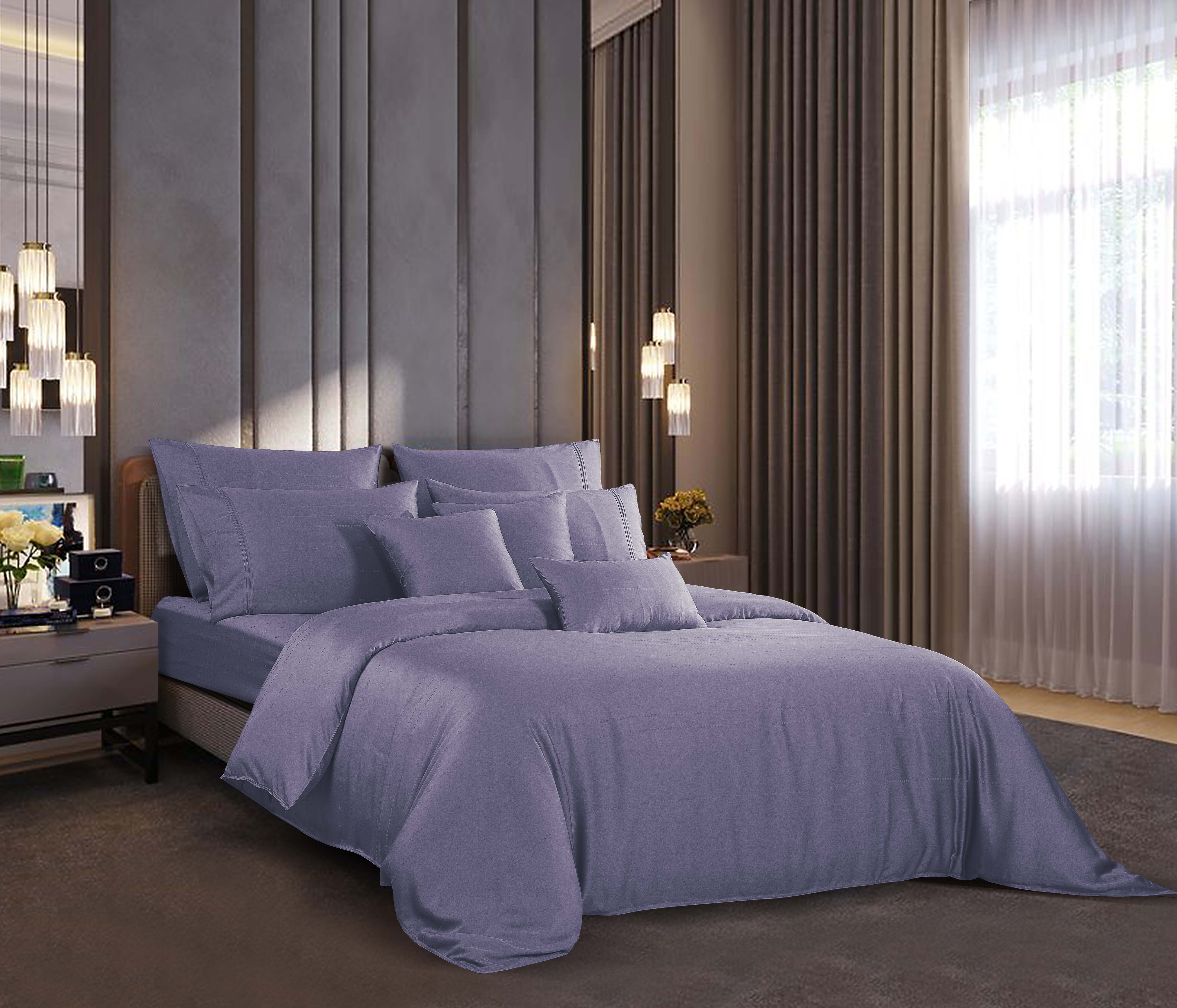 ชุดผ้าปูที่นอน 6 ฟุต 5 ชิ้น AKEMI รุ่น EARNEST DOBBY 9557108613935 สี VERNONE LILAC (ไม่รวมผ้านวม)_7