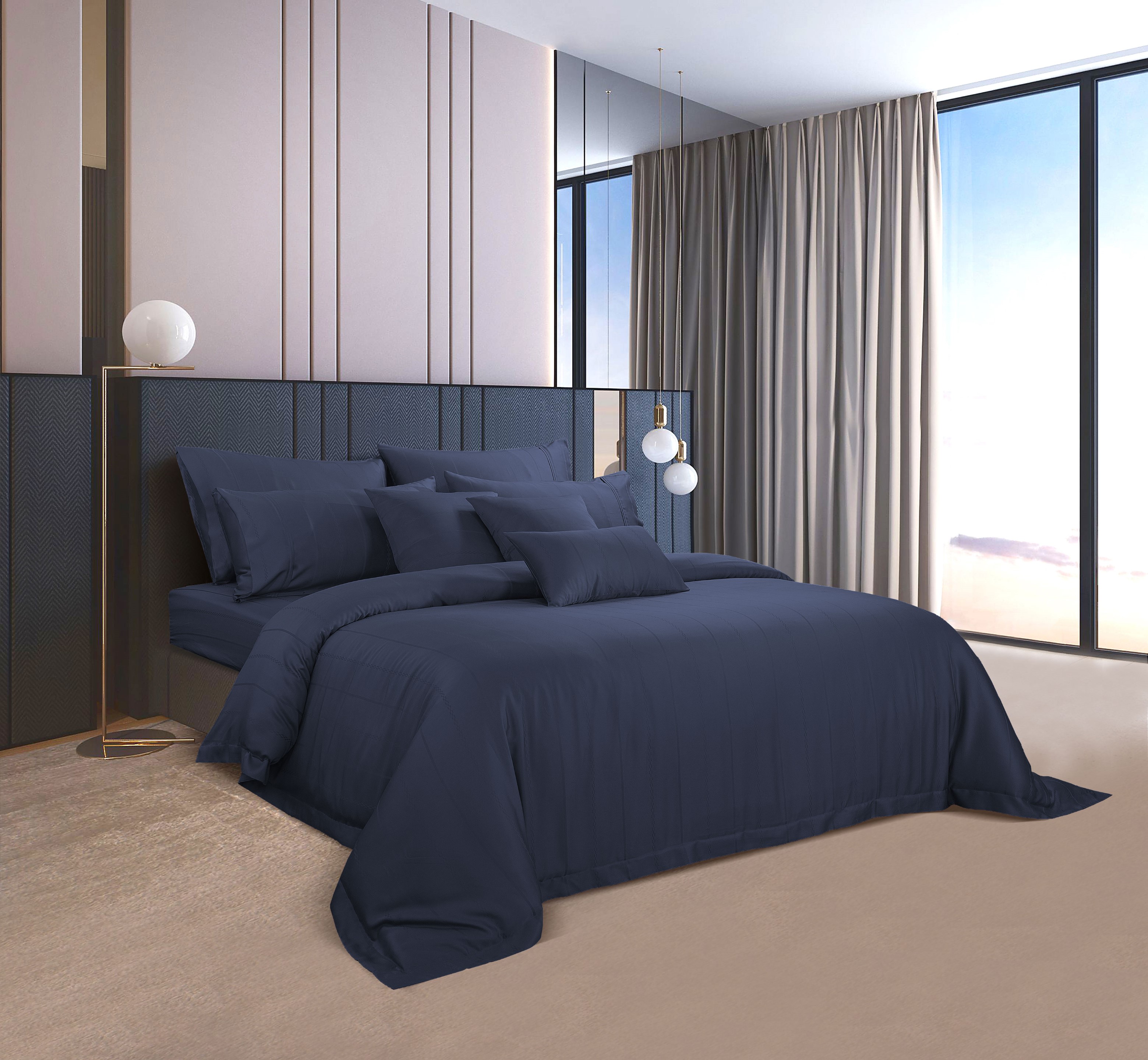 ชุดผ้าปูที่นอน 3.5 ฟุต 3 ชิ้น AKEMI รุ่น ACCORD DOBBY 9557108510333 สี MATERA SAPPHIRE BLUE (ไม่รวมผ้านวม)_7