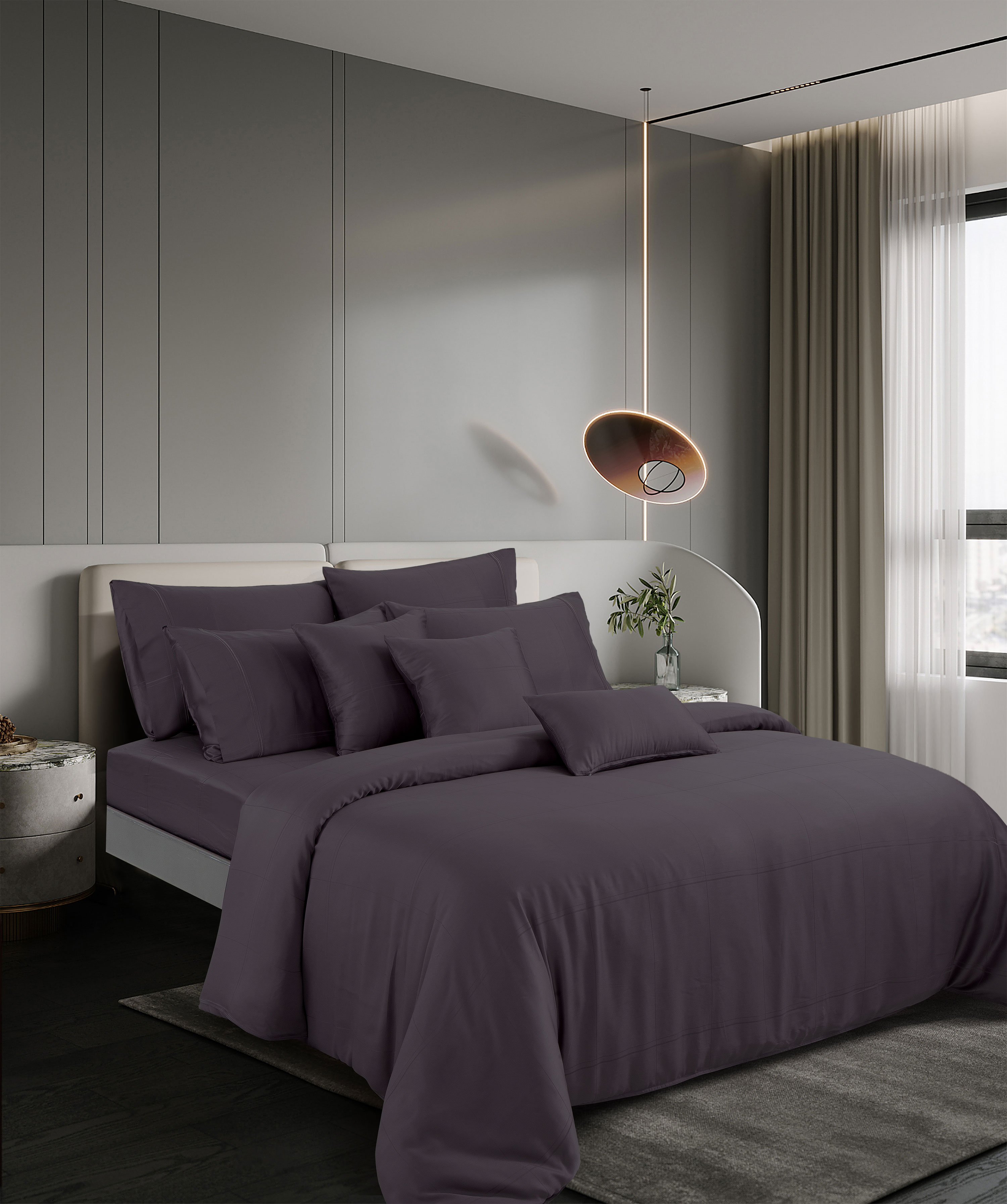 ชุดผ้าปูที่นอน 6 ฟุต 5 ชิ้น AKEMI รุ่น EARNEST DOBBY 9557108482388  สี BAYU GREY (ไม่รวมผ้านวม)_7