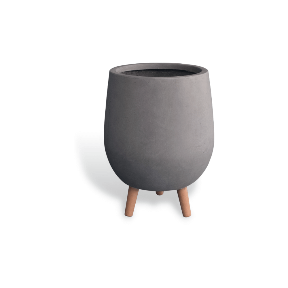 กระถางไฟเบอร์ซีเมนต์พร้อมขาไม้ ARTGARDEN & DECOR PFCL-0030BG DIA 32*32*44 CM. สีเทา_0