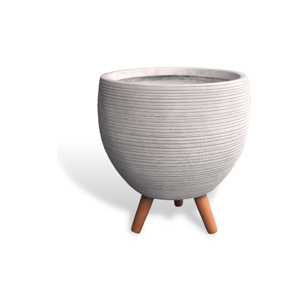 กระถางไฟเบอร์ซีเมนต์พร้อมขาไม้ ARTGARDEN & DECOR PFCL-0035AW DIA 37*37*41 CM. สีขาว_0