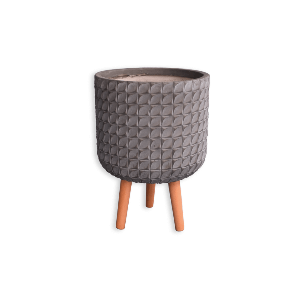 กระถางไฟเบอร์ซีเมนต์พร้อมขาไม้ ARTGARDEN & DECOR PFCL-0041BG DIA 31*31*44 CM. สีเทา