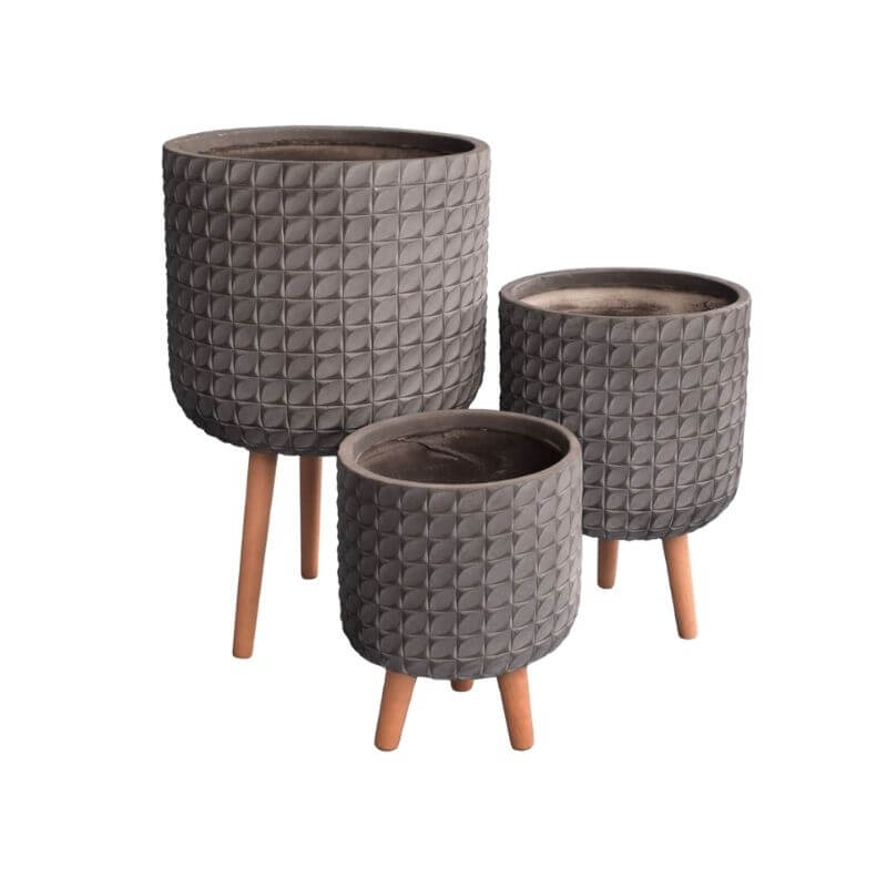 กระถางไฟเบอร์ซีเมนต์พร้อมขาไม้ ARTGARDEN & DECOR PFCL-0041AG DIA 37*37*62 CM. สีเทา_1