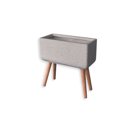 กระถางไฟเบอร์ซีเมนต์พร้อมขาไม้ ARTGARDEN & DECOR PFCL-0031BTG DIA 18*40*42 CM. สีหินขัดเทา_0