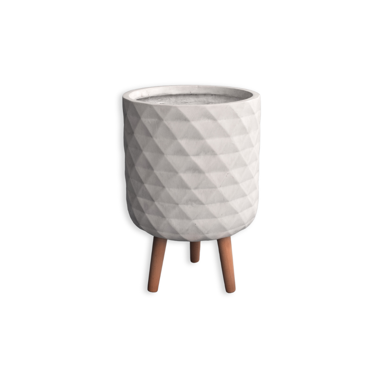 กระถางไฟเบอร์ซีเมนต์พร้อมขาไม้ ARTGARDEN & DECOR PFCL-0038BW DIA 30.5*30.5*45 CM. สีขาว