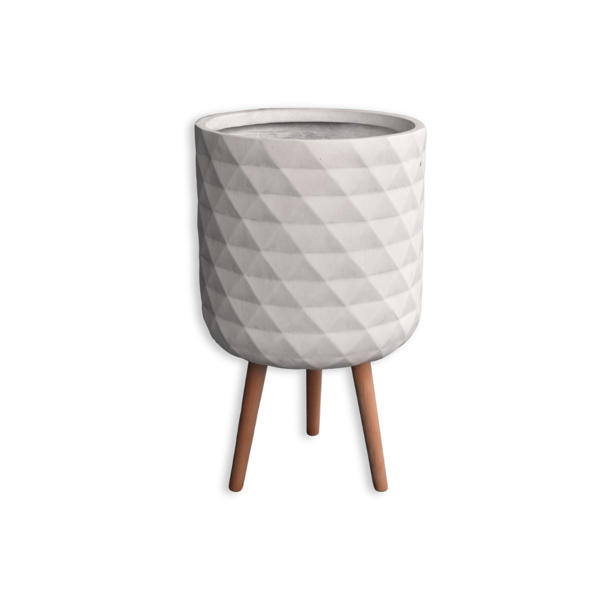 กระถางไฟเบอร์ซีเมนต์พร้อมขาไม้ ARTGARDEN & DECOR PFCL-0038AW DIA 37.5*37.5*62 CM. สีขาว