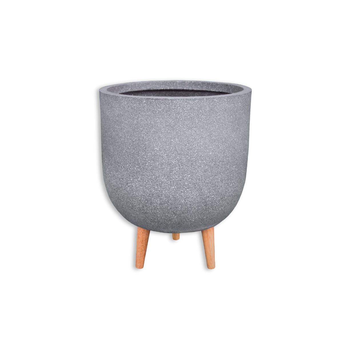 กระถางไฟเบอร์ซีเมนต์พร้อมขาไม้ ARTGARDEN & DECOR PFCL-0012ATG DIA 37*37*45 CM. สีหินขัดเทา