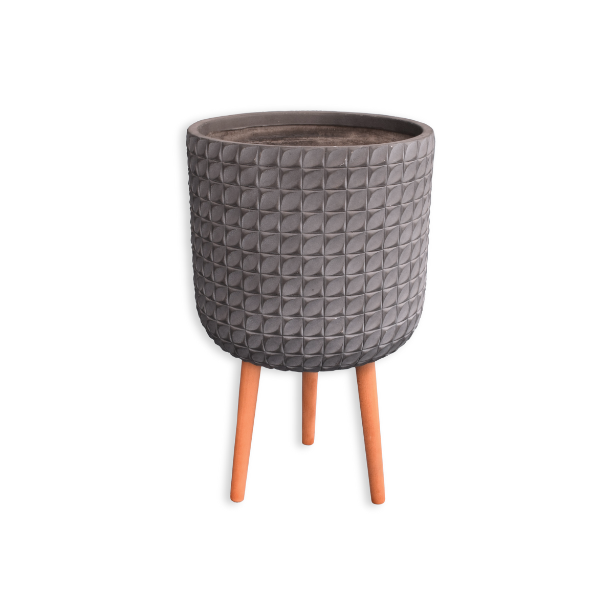 กระถางไฟเบอร์ซีเมนต์พร้อมขาไม้ ARTGARDEN & DECOR PFCL-0041AG DIA 37*37*62 CM. สีเทา_0