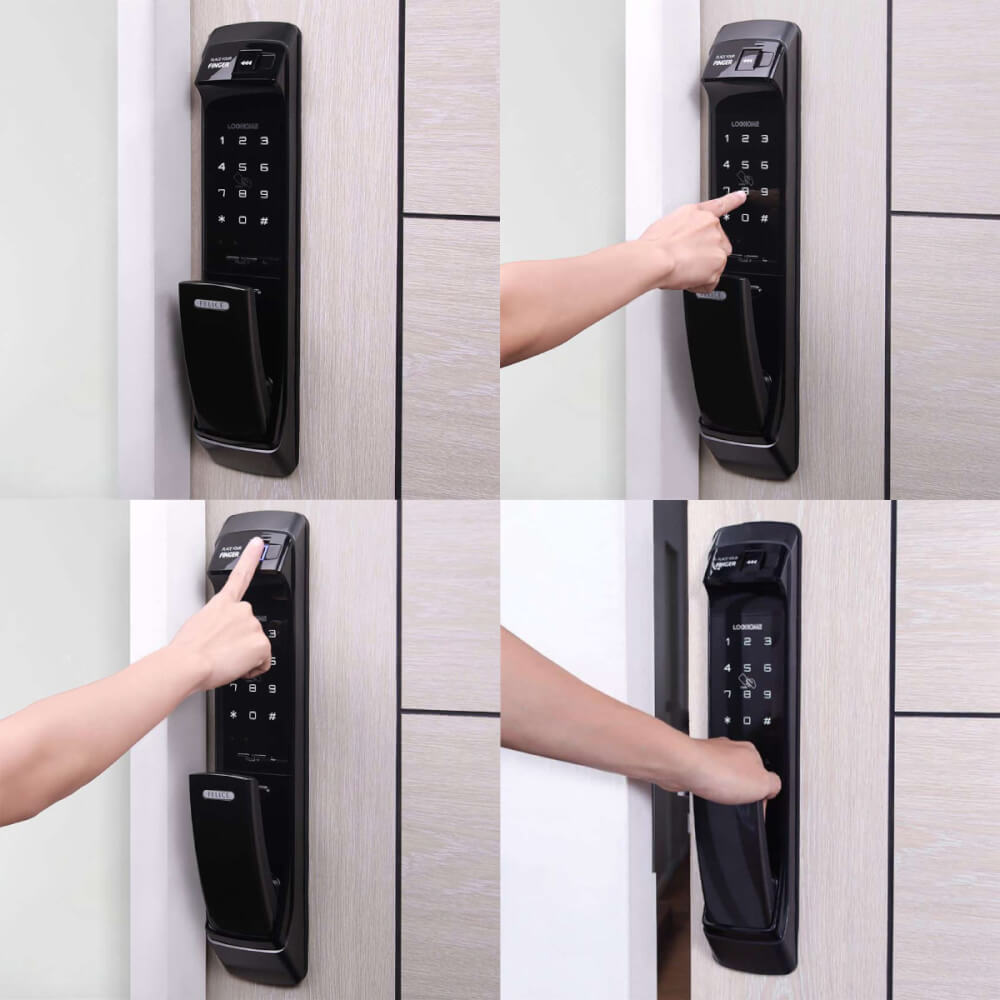 กลอนดิจิตอล LOCKHOME รุ่น FELICE สีน้ำตาล ประตูบานผลัก สำหรับบ้านและออฟฟิศ