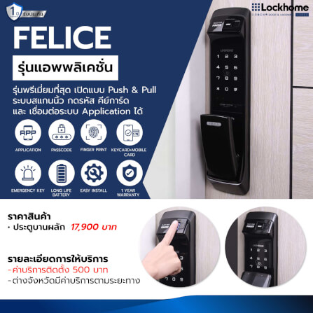 กลอนดิจิตอล LOCKHOME รุ่น FELICE สีน้ำตาล ประตูบานผลัก สำหรับบ้านและออฟฟิศ_1