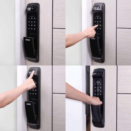 กลอนดิจิตอล LOCKHOME รุ่น FELICE สีน้ำตาล ประตูบานผลัก สำหรับบ้านและออฟฟิศ_3