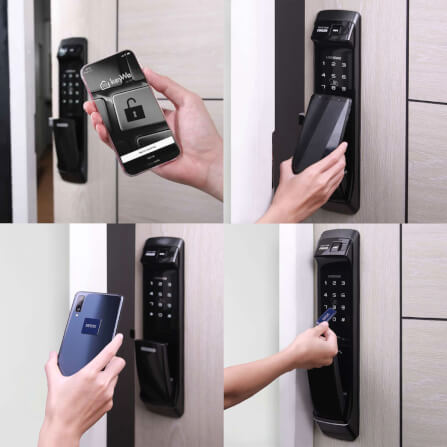 กลอนดิจิตอล LOCKHOME รุ่น FELICE สีน้ำตาล ประตูบานผลัก สำหรับบ้านและออฟฟิศ_4