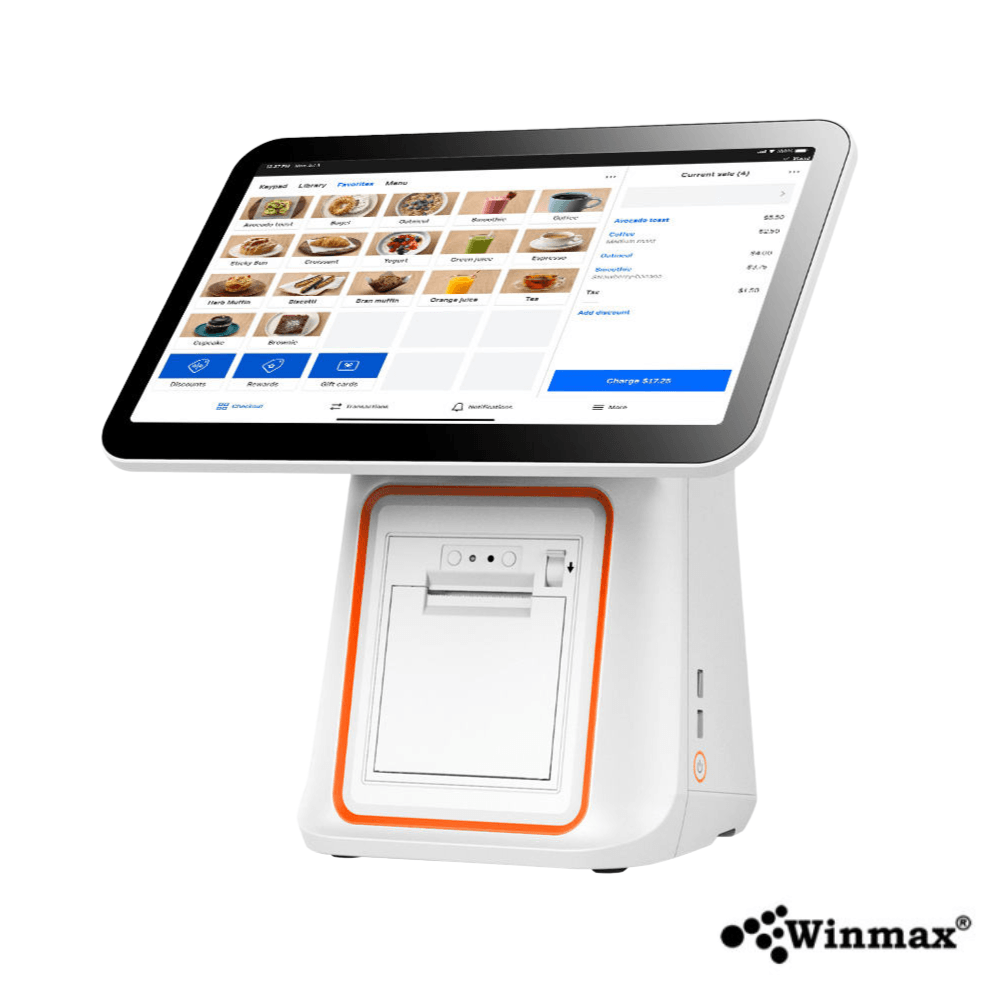 คอมพิวเตอร์ขายหน้าร้าน POS 15.6 นิ้ว พร้อมจอแสดงราคา และเครื่องปริ้นใบเสร็จ 80 มม. สีขาว WINMAX รุ่น PN15W