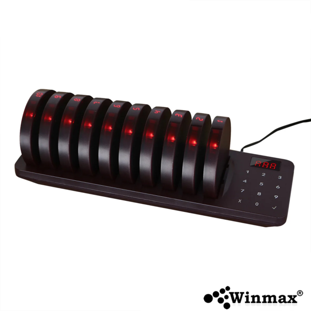 เครื่องเรียกคิวไร้สาย WINMAX จำนวน 10 คิว รุ่น P712 สีดำ