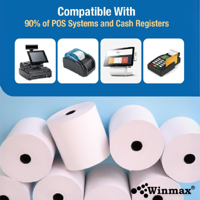 กระดาษความร้อน WINMAX P808 ขนาด 80*80 MM. 10 ม้วน