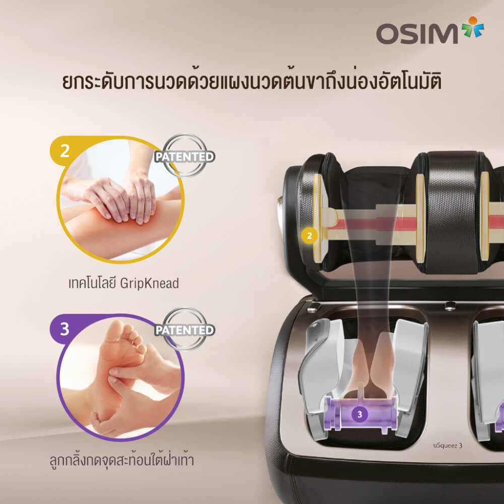 เครื่องนวดน่อง ต้นขา ฝ่าเท้า OSIM รุ่น USQUEEZ3 ดำ